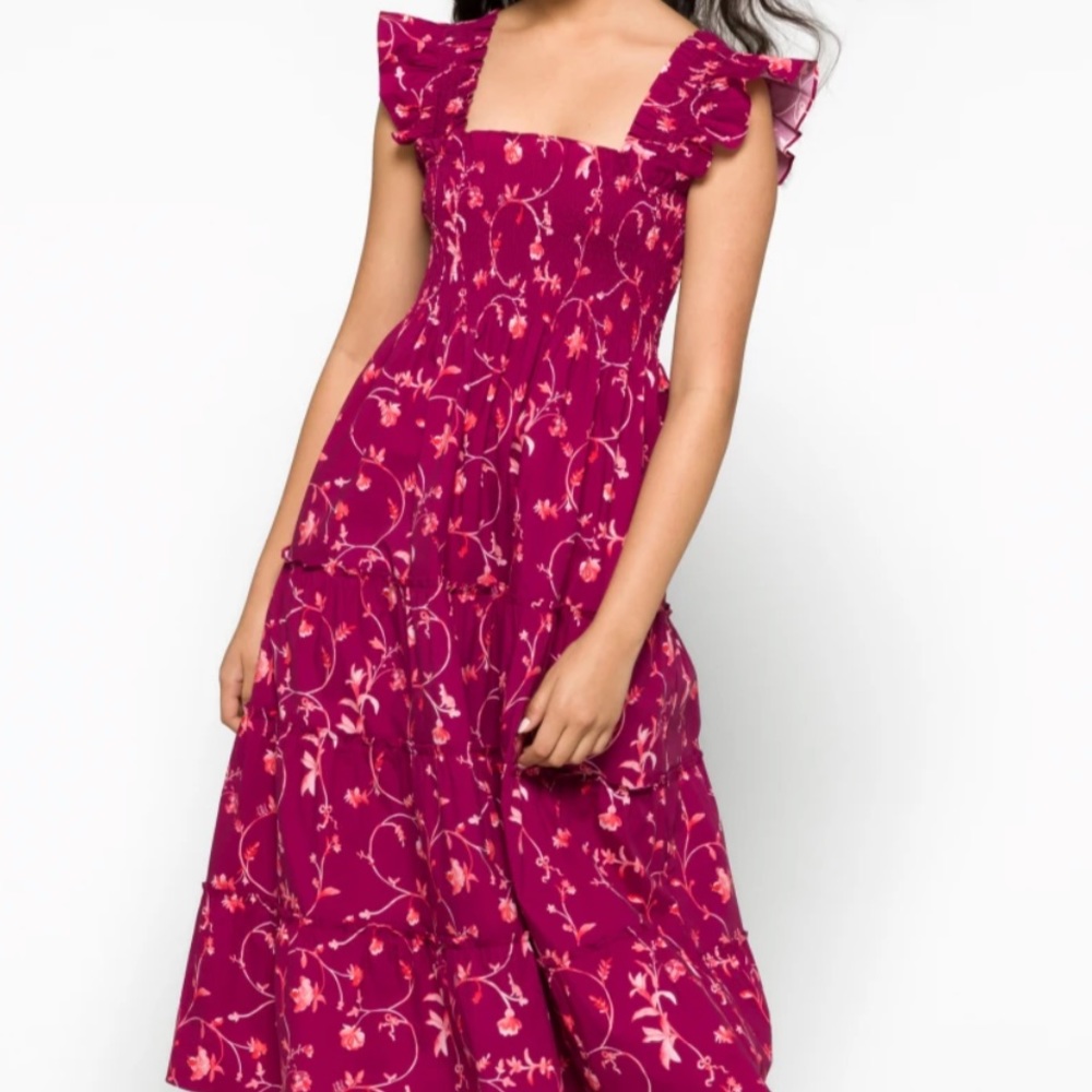 Hill House Magenta Floral Midi Dress